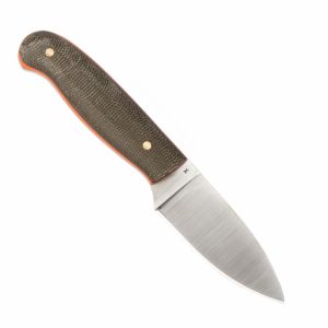 LT Wright Knives Patriot - Flat Grind - Green Canvas Micarta - Orange Liners - Polished Finish img2